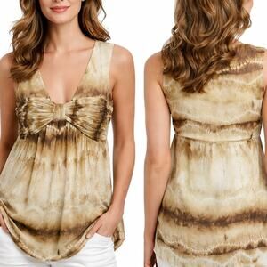ANNE KLEIN  Top Blouse Ombre Dip Dye Silk Sleeveless Baby Doll Women M/L